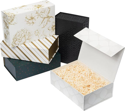 Luxury Keepsake Gift Box | Gold Floral Decorative Boxes with Magnetic Lids for Presents, Wedding Memory Box, and Bridal Gifts. 11.5" x 7.5" x 3.5"