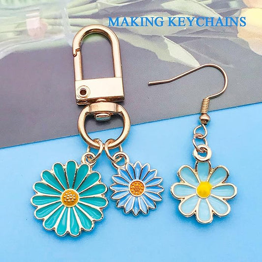 60pcs15 Types Flower Charms For Jewelry Making Enamel Flower Charms For Necklace Bracelet Earring for Gift that Office, Travel & DIY Creators