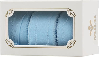 MEEDEE Light Blue Chiffon Ribbon 1 Inch Fringe Ribbons Baby Blue Chiffon Silk Frayed Edge Ribbon Thin Chiffon Ribbons for Crafts, Gift Wrapping, Wedding Invitation (3 Rolls 21 Yards)
