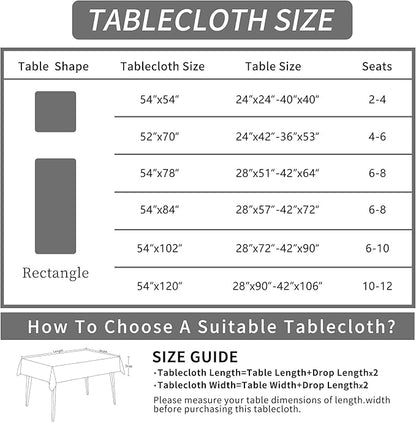 Rectangle Table Cloth,100% Waterproof Tablecloth Oil Proof Spill Proof Vinyl Table Cloth, Wipe Clean Plastic Table Cover for Dining, Camping, Indoor and Outdoor 54" x 102",Leaf