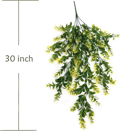 PASYOU Fake Hanging Vines, Artificial Plants Plastic Leaves Faux Vine Greenery Ivy Plant for Indoor Outdoor Garden Office Bathroom Decor Wedding Party Christmas Baskets DIY Decoration Yellow 2 Pack