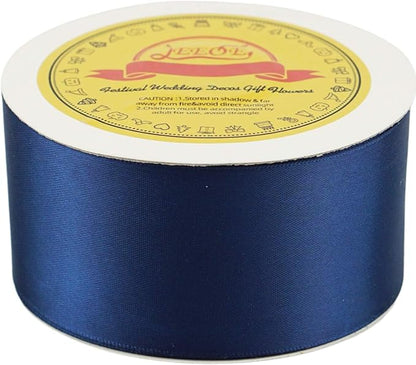 Double Face Satin Ribbon 2 inch X 25 Yards Polyester Navy Blue Ribbon for Gift Wrapping Very Suitable for Weddings Party Hair Bow Invitation Decorations and More