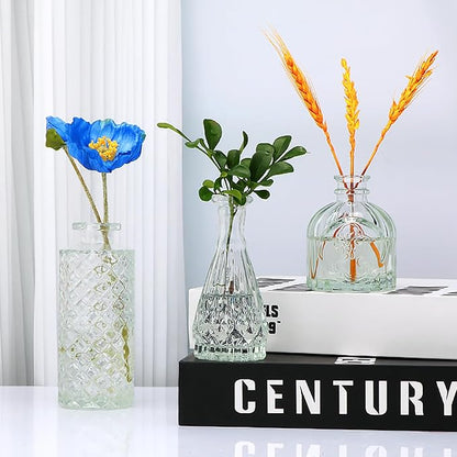 Brajttt Glass Bud Vases in Bulk, Bud Vase Set of 25,Small Vases for Mini Flower Vase Set, Cute Vintage Glass Vases Set for Flower,Wedding,Home,Centerpiece Table Decorations