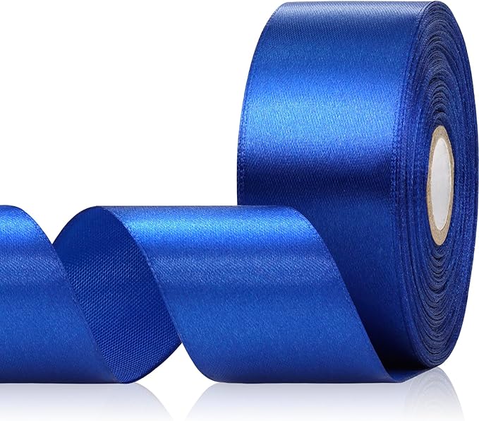 Blue Satin Ribbon 1-1/2 Inch 30 Yards, Royal Blue Ribbon for Gift Wrapping, Flower Bouquet, Crafts, Hair Accessories, Christmas, Wedding and Bow Making
