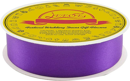Double Face Purple Satin Ribbon 7/8 inch X 25 Yards Polyester Purple Ribbon for Gift Wrapping Very Suitable for Weddings Party Invitation Decorations and More