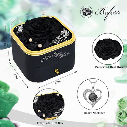 Beferr Birthday Gifts for Women Preserved Real Rose with Necklace Eternal Roses Forever Flowers for Delivery Prime Christmas Day Gifts for Mom Grandma Wife Sister Her from Daughter
