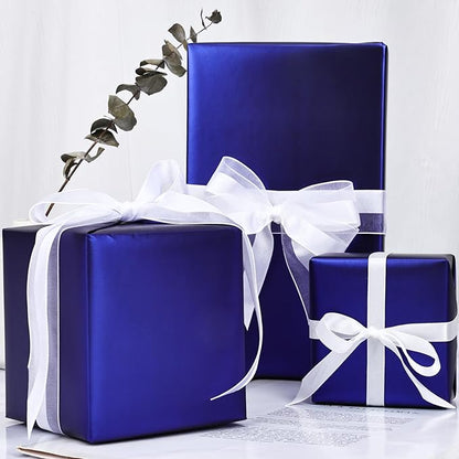NESCCI Matte Metal Blue Wrapping Paper, Solid Color Paper,Gift Wrapping Paper,Perfect for Wedding,Valentine's Day,Birthday, Christmas,Baby Shower,DIY Bouquet (17.5 Inches X 32.8 Feet)