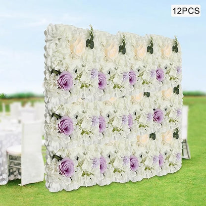 3D Flower Wall Panel 12Pcs Artificial Flower Wall Background Silk Rose Mat for Wedding Wedding Decor Shop Photo Backdrop (Flower Type B)
