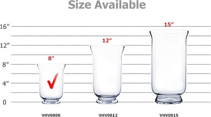 WGV Unique Bouquet Vase, 5.5" W, 8" H, Clear Short Hurricane Glass Candle Holder, Floral Planter Terrarium, Home Wedding Event Decor, 1 Piece (VHV0808)