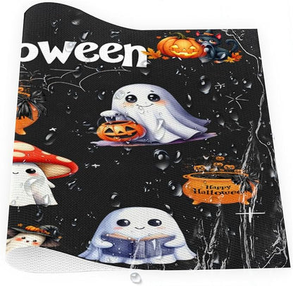 Halloween Ghosts Pumpkin Cute Placemats Set of 1 PVC Vinyl Non Slip Table Mats Heat Resistant Place Mats Washable Wipeable Dining Table Mat for Kitchen Decor Party Indoor Outdoor Decorative Gift