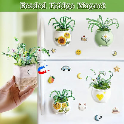 FOGWOWO 5422 Pcs Beaded Plant Kit Green Glass Beads for Plant Making with Video Tutorials,Green Beads for Beaded Plants Nature Colorful Crystal Glass Leaf Bead for DIY Crafts Plants Lover Gifts