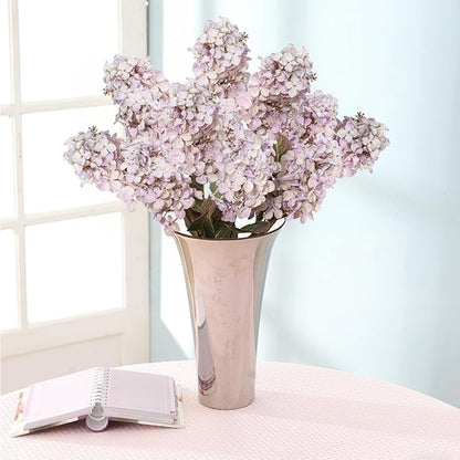 Fake Flowers Hydrangea Silk Flowers With Stems White Flowers Fake Flowers In Vase Hydrangea Artificial Flowers Winter Flowers Artificial For Decoration Vase Decor 24"（Light Purple ）8PCS Wthout Vase