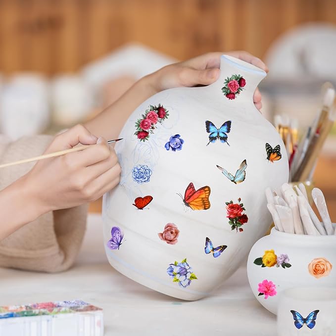 266 Pcs Scrapbook Stickers, Flower Butterfly Stickers Kit for Junk Journal, Bullet Planners, Laptop, DIY Crafts, for Diary and Calendars， Precut Stickers