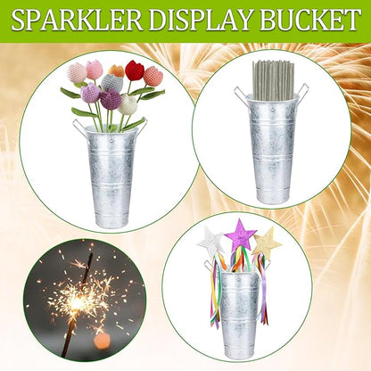 8 Set Galvanized Flower Buckets, 10 Inch Metal Vases for Flowers Rustic Flower Bucket Farmhouse Flower Bucket Vases with Small Chalkboard Label Flower Bar Supplies Rustic Vases for Home Garden Wedding