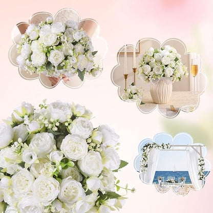 Luyue 8 Packs Peonies Artificial Flowers Vintage Faux Peony Bouquet Fake Flower for Vase Silk Floral Arrangements for Table Centerpiece Wedding Decoration Indoor Home Decor