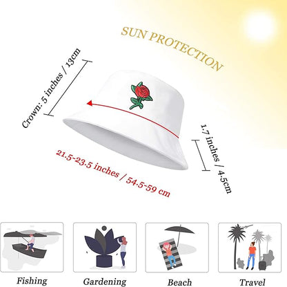 ZLYC Unisex Fashion Embroidered Bucket Hat Summer Fisherman Cap for Men Women