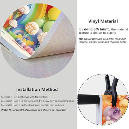 YongFoto Paper Flowers Backdrop 20x10ft Colorful Cut Paper Floral Blossom Rainbow Arch Hot Air Balloon Honeycomb Ball Photography Background Lovely Party Banner Home Decor Photo Studio Booth Props