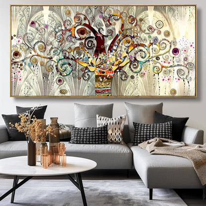 Wall Art Abstract Art Paintings Tree of Life Posters Prints Landscape Picture Colorful Modern Canvas Painting for Living Room Bedroom Office Large Decor 24"x48" with Frame