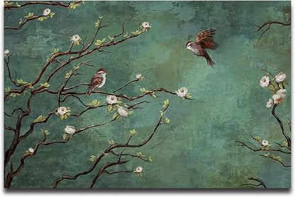 Wall Mural 3D Wallpaper - Flowers and Birds Design, 155" x 103" (Not Self-Adhesive)