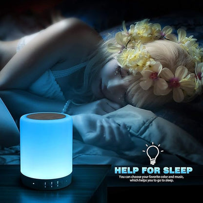 Elecstars Touch Bedside Lamp - with Bluetooth Speaker, Dimmable Color Night Light, Outdoor Table Lamp with Smart Touch Control, Best Gift for Men Women Teens Kids Children Sleeping Aid