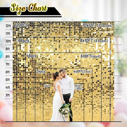 Kate Square Rainbow Pink Sequin Wall Panels Wedding Decoration Wall Shimmer Birthday Party (Pack of 12)
