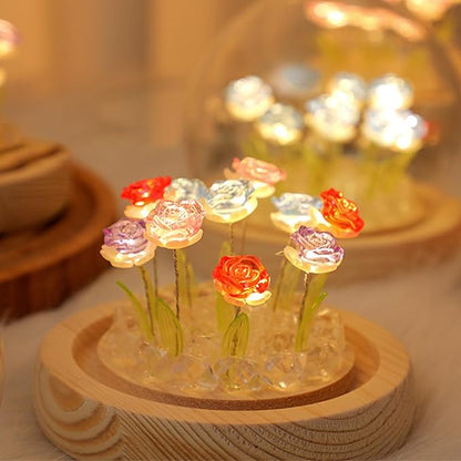 Light Up Rose in Glass Dome With Gift Box - Valentine's Day, Birthday, Mother's Day Gift for Her, Women, Girlfriend, Wife - Rose Flower Lamp Night Light for Bedroom Decor, Battery-Powered