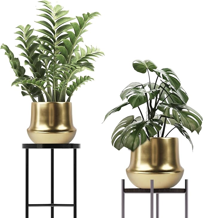 Brass Gold Plant Pot Indoor Planter Small Flower Pot 6 inch Ceramic Plant Flower Pot Container Decorative Gold Pots for All House Plants ,Succulents,Flowers and Cactus, Small 5.9‘’