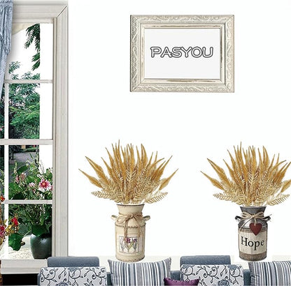 Artificial Golden Plants Decoration, Fake Plant Shrubs Plastic Grass Simulation Tail Leaves for Christmas Indoor Outdoor Hall Home Garden Planter Filler Party Verandah Wedding DIY Decor - Gold 2 Pack