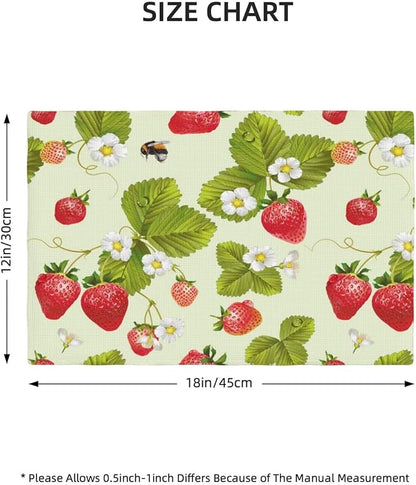 Fruit Linen Placemats Set of 4 Strawberry Plants Flowers Placemats for Indoor Outdoor Party Home Desktop Kitchen Dining Room Decor 12x18 Inch