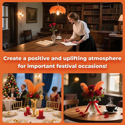 Piokio 20 pcs Orange Ostrich Feather Plumes 12-14 inch(30-35 cm) Bulk for Wedding Party Centerpieces and DIY Clothes Decoration, Gatsby Decorations