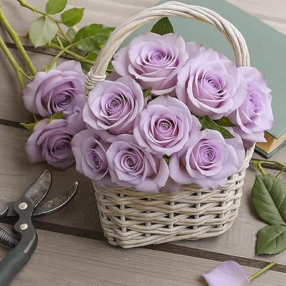 Roses Artificial Flowers 15 PCS, Fake Roses Silk Flowers with Long Stems, Faux Rose for Wedding Centerpieces, Home Decor, Indoor Floral Arrangements, Party Decor, DIY Bouquet (Light Purple)
