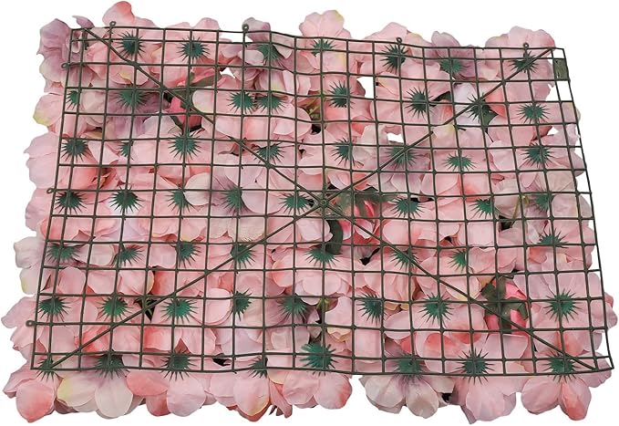 12 Pcs Artificial Flower Wall Panels, 24"x16" 3D Pink Silk Dahlia Hydrangea Rose Flowers Wall Backdrop Artificial Silk Fabric Flower Banquet Wedding Party Decor for Stage Background (Type 4)