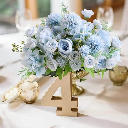 ASTRYAS Artificial Flowers, 2Pcs Blue Fake Peony Silk Peonies Faux Flowers Arrangements for Home Decor Wedding Party Christmas (Light Blue)