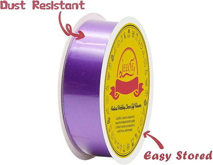Double Face Purple Satin Ribbon 7/8 inch X 25 Yards Polyester Purple Ribbon for Gift Wrapping Very Suitable for Weddings Party Invitation Decorations and More