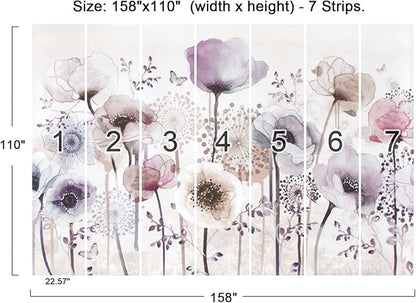 Wall Mural 3D Wallpaper - Bedroom & Living Room Decoration - Pastoral Flowers - 158"x110" (Not Self-Adhesive)