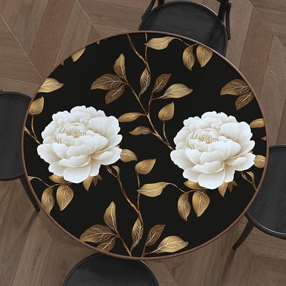 Black Golden Floral Wallpaper Peel and Stick Flowers Contact Paper 17.5in x 118in Vintage Leaf Wall paper Vinyl Waterproof Self Adhesive Dark Botanical Walls Murals for room Cabinet Table Drawer Decor