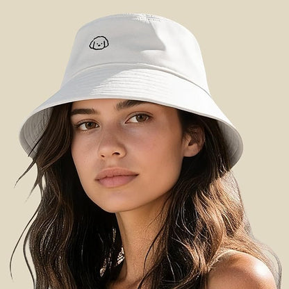 Fashion Embroidered Bucket Hat Cotton Summer Beach Sun Hat for Women Men Teen