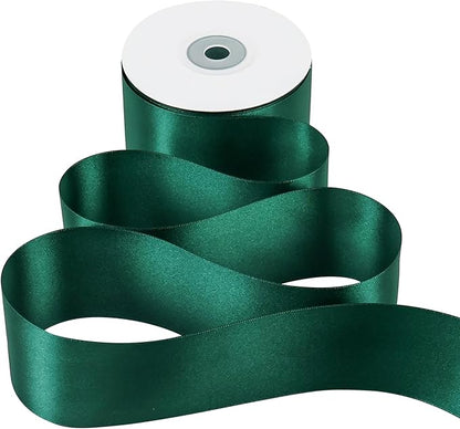 MEEDEE Dark Green Satin Ribbon - 2 inch Double Faced Satin Ribbon for Christmas Tree, Wreaths, Weddings, Flower Bouquets