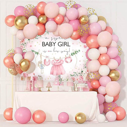 Mocsicka Pink Floral Baby Shower Backdrop for Girls - Blush Pink Girls Dress Background - It's a Girl Sweet Baby Girl Shower Decorations Banner Photo Booth Props (7x5ft)