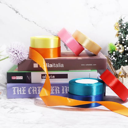 Sage Green Ribbon for Gift Wrapping, 1 inch Polyester Satin Hair Ribbon for Flower Bouquet, Weeding Decoration, Baby Shower, Crafts Bows Fabric Christmas Ribbons 25 Yards