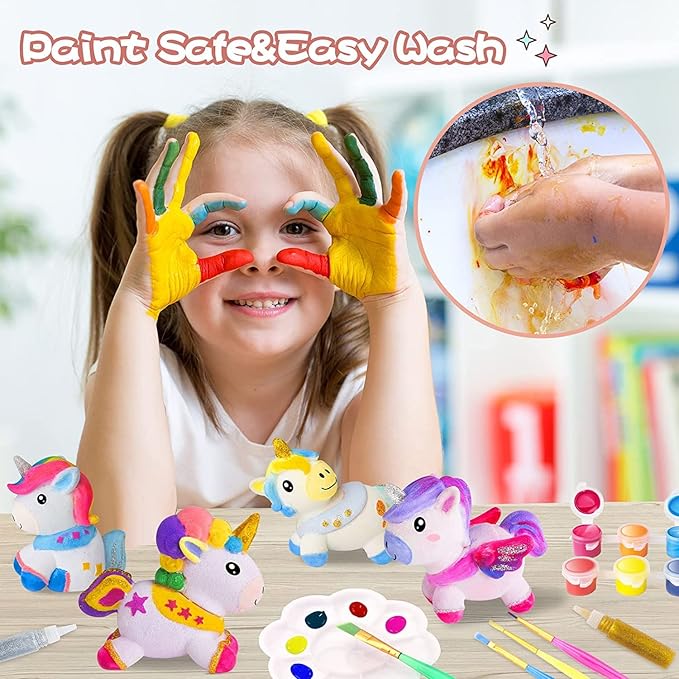 SpringFlower Unicorn Gift Toys for 3 4 5 6 7 8 Years Old Girls - Girls Arts and Crafts Painting kit Including 8 Cute Looking Unicorn Figures, DIY Creative Christmas Gift for Kids
