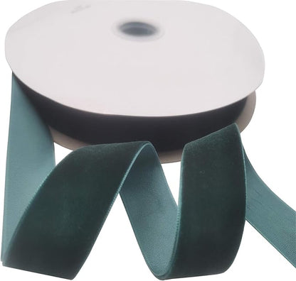 Nylon Velvet Ribbon Single Faced,1 Inch X 25Yards Spool (Dk Green)