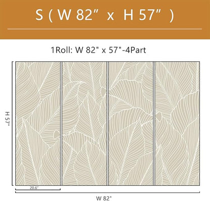 Tropical Palm Leaf Beige Wallpaper Peel and Stick Botanical Leaf Pattern Art Self Adhesive Wall Mural for Living Room Bedroom 82"x57"