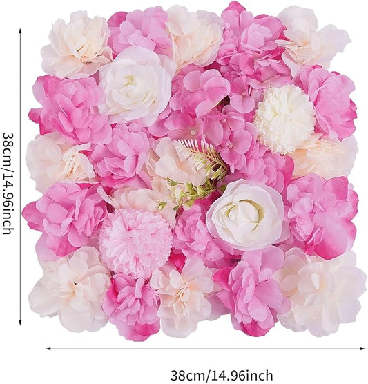 3D Flower Wall Panel 12Pcs Artificial Flower Wall Background Silk Rose Mat for Wedding Wedding Decor Shop Photo Backdrop (Flower Type D)