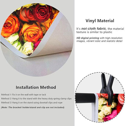 YongFoto 9x6ft Vinyl Flower Backdrop Lush Blossom Red Orange Floral Beautiful Photography Background for Couples Wedding Anniversary Marriage Ceremony Mother's Day Portrait Photo Studio Props