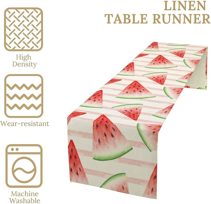 Watermelon Table Runner,Summer Fruit Tropical Birthday Party Decoration Dining Room Home Kitchen Table Decor 13 x 70Inch