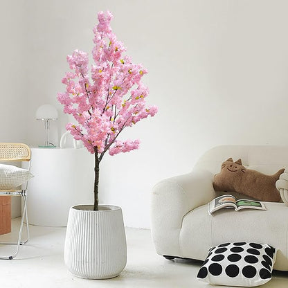 Artificial Cherry Blossom Tree - 6ft Realistic Potted Silk Pink Plant for Home Indoor Outdoor Decor, Spring Weddings