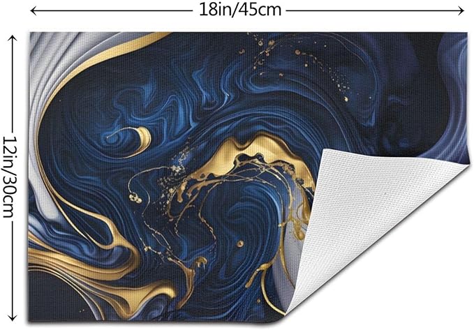 Placemats Set of 4 PVC Woven Place Mats Heat Resistant Easy to Clean for Indoor Outdoor Party Kitchen Dining Table Decoration 12"x18",Marble Pattern