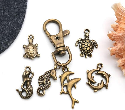 WOCRAFT 60pcs Antique Bronze Ocean Bracelet Charms for Jewelry Making Sets DIY Necklace Bracelet Keychain Crafting Charms Kit Craft Supplies (SN883)
