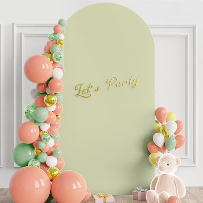 Wokceer 6.6FT Wedding Arch Cover Spandex Fitted Wedding Arch Stand Covers Round Top Chiara Arch Backdrop Cover for Birthday Party Ceremony Banquet Decoration Sage Green